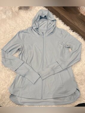 7 Diamonds Light Blue Hooded Zip Jacket